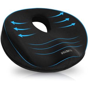SAHEYER Donut Pillow for Tailbone Pain Relief and Hemorrhoids, Memory Foam Donut Cushion for Sciatica Nerve, Seat Cushion Butt Pillow for Men Women at Home Office Chair Car Long Sitting Comfort, Black