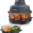Ninja Crispi 4-in-1 Glass Air Fryer | 450°F | Non-Toxic | 4QT & 6-Cup Glass Containers w/Lids | Microwave, Freezer, Dishwasher Safe | Max Crisp, Air Fry, Bake, Recrisp | Cyberspace Gray, FN101GY