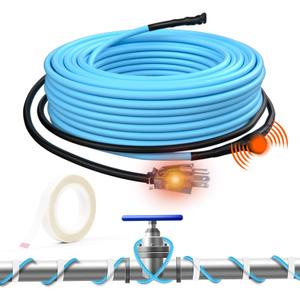 HEATIT 5JHSF 80Ft Pre-assembled Heat Tape for Water Pipes, Self Regulating Pipe Heating Cable for Metal And Plastic Home Pipes, Energy-Saving Heat Trace Cable, ETL Listed, 120V 5W/FT