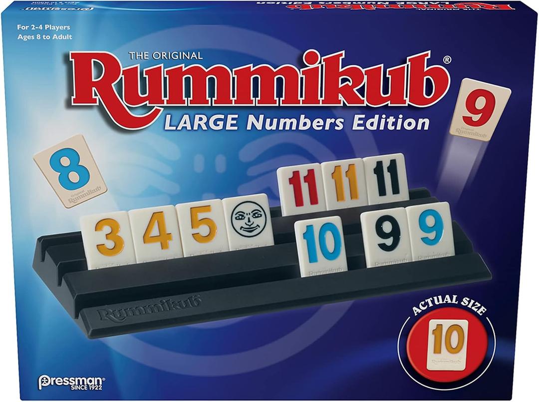 Pressman Rummikub Large Numbers Edition - The Original Rummy Tile Game Blue, 5"