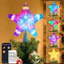 9" Christmas Star Tree Topper with Smart APP Control, Plug-in RGB Multicolor Tree Topper Lighted with DIY Lighting Modes, Music, Timer, Tree Topper Star for Xmas Holiday Party Decorations