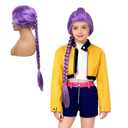 Purple Braid Wigs for Girls Long Braids Wigs Hair Halloween Party Accessories Costume Dress-up Cosplay Wig