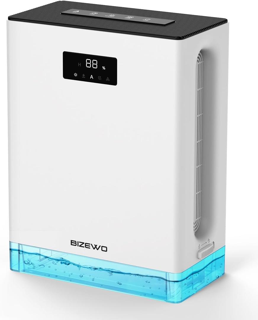 BIZEWO Dehumidifier for Home, (980 sq.ft) Queit Dehumidifiers for Basement, Bathroom, Bedroom with 101 oz Water Tank, Large Room Dehumidifier with 2 Working Mode, Auto Shut Off, 7 Colors LED Light (White)