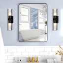 Krymnar 30"x22" Bathroom Vanity Mirror Over Sink, Black Rectangular Aluminum Frame with Rounded Corner(Small-Radius), HD Shatterproof Glass & Rust-Proof Wall Mirror for Bedroom, Living Room, Entryway