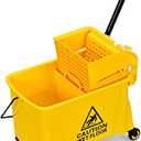 Goplus Commercial Mop Bucket with Wringer, Household Portable Mop Bucket, Ideal for Household and Public Places Floor, 21 Quart Capacity, Yellow (21 Quart)
