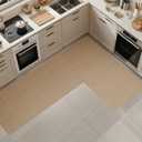 Anti-Slip Corner Kitchen Rug, 1 Piece L-Shaped Floor Mats,Super Absorption Linen Corner Mat for Home,Kitchen (Beige Left-L, 39''X59''X18'')