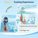 HandFan Upgraded Portable Handheld Misting Fan, Rechargeable Personal Mister Fan, Spray Water Mist Fans, Foldable Electric Mini Cooling Fans for Beach Travel Disney Makeup(Light Blue)