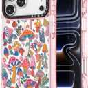 for iPhone 17 Pro Max Case Cute - Compatible with Magsafe - Military-Grade 20 ft Drop Protection Shockproof Phone Case - Funny Mushroom Jungle Design (6.9") Glitter Pink