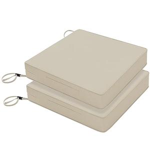 Favoyard Patio Chair Cushions 19 x 19 x 3 Inch Waterproof Outdoor Seat Cushions for Patio Furniture 3-Year Color Fastness Garden Sofa Couch Chair Pads with Handle & Adjustable Strap 1, Beige