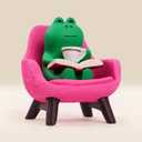 Miniature Frog Figurines Office Desk Accessories, Knick Knacks for Home & Fairy Garden Decor, Funny Gifts for Frog Lovers(Pink Sofa)