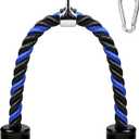 Deluxe Tricep Rope Pull Down Cable, 27 & 36 Inch Rope Length, Easy to Grip & Non-Slip Cable Attachment for Gym Workout Exercise (Blue&Black-27'')