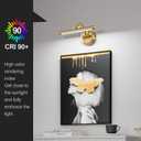 Rechargeable Picture Light for Wall, Dimmable Art Lights for Painting, Battery Operated Wall Sconce with Remote, 3 light Color, Timer & Brightness Setting for Artwork, Gallery(Brass, 12inch)
