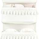 Dahey Over The Door Organizer Boho Nursery Storage Decor Closet Hanging Organizer with Tassels Decoration for Bedroom Nursery Bathroom Apartments Dorm Pantry, 4 Pockets, White (Medium)