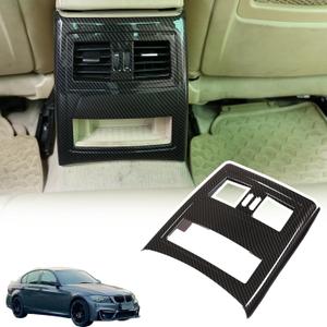 Rear Air Conditioning Vent Outlet Panel Trim Compatible with BMW 3 Series E90 E91 2005-2012,ABS Rear Air Outlet Panel Anti Kick Protector Frame Cover Interior Accessories 1PCS (Carbon Fiber Pattern)