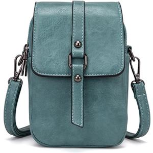 myfriday Vintage Crossbody Phone Bag for Women, Small Leather Shoulder Purse and Handbag with Tassel&Rivet Decoration (A-08-blue)
