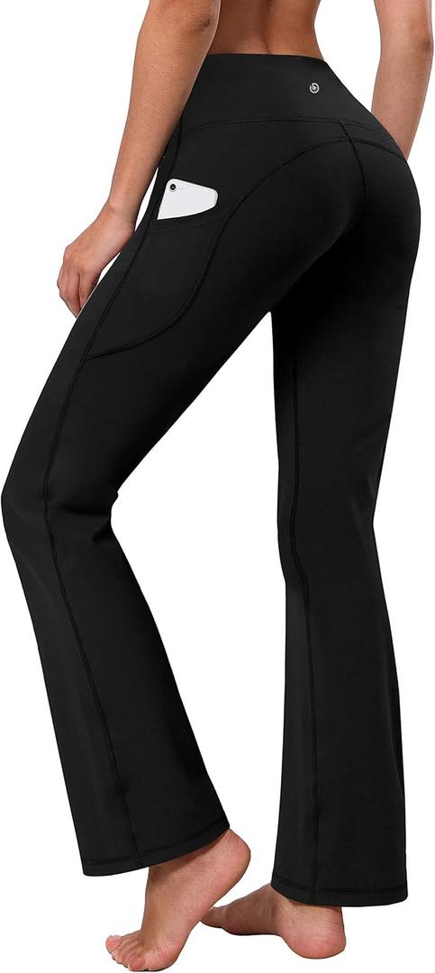 BUBBLELIME 29"/31"/33"/35"/37" 3 Styles Women's High Waist Bootcut Yoga Pants Basic/Side Pockets Tummy Control Workout Flared (X-Large)