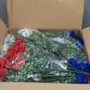 lovemoon 2 Sets Artificial Hanging Pansies Flowers with Baskets, 24 Pcs Faux Patriotic Silk Pansy Outdoor Flower for Porch Patio Garden Home Summer 4th of July Decor (Y/P/W) (2, RedWhiteBlue)