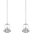 2 Pack Pendant Lights Kitchen Island, 7.5" Farmhouse Pendant Lighting with Blue Seeded Glass Shade, Vintage Hanging Light Fixtures for Dining Room, Brushed Nickel Finish, AD-22151-1P2-SN-BL