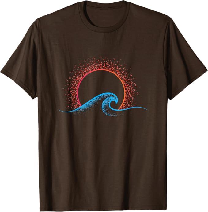 Boho Minimalist Sun Ocean Wave Art Summer Theme T-Shirt, Size M