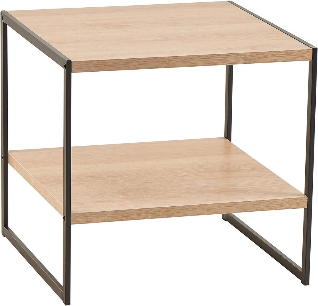 ClosetMaid 1310 2- Tier Square Wood Side Table with Storage Shelf, Natural