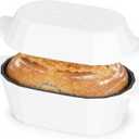 Enameled Cast Iron Dutch Oven for Bread Baking  3QT Oval Round Heavy Duty Bread Pan with Lid, Non-Stick Ceramic Coating,Loaf Cast Iron Bread Oven for Sourdough, Baking, Roasting, Braising, Stovetop & Oven Safe (White)