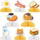 Funmemoir Breakfast Party Decorations - 8PCS Honeycomb Centerpieces, Breakfast Brunch Bacon Fried Bread Food Theme Birthday Party Baby Shower Bachelorette Bridal Shower Table Decorations