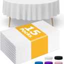 White Plastic Table Cloth Round Table 15 Pack, 84'' Tablecloth for Round Tables, Table Cloth for Disposable Use, Table Cover for Holiday Party, Gathering
