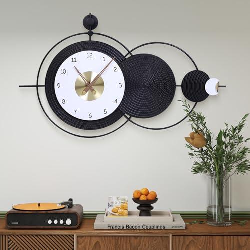 Anmotpe Large Wall Clock Black Modern Wall Clocks Nordic Style Clock Non Ticking Battery Operated Big Wall Clocks for Living Room, Kitchen, Dining Room, Bedroom-36.8X22inch