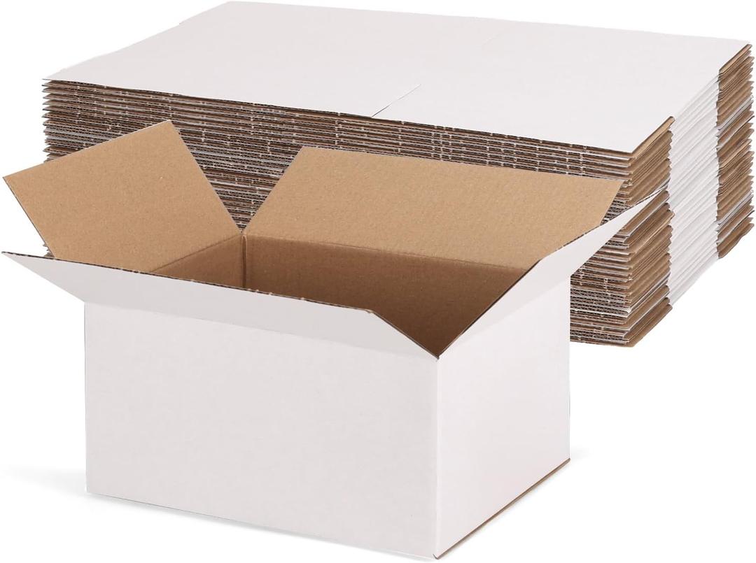 Rempry 30 Pack 8x6x4 Shipping Boxes White, Small Corrugated Cardboard Box for Mailing, Packaging Small Business, Kraft Mailer Gift Boxes
