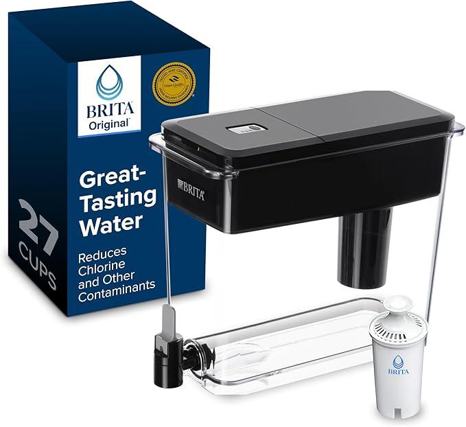 Brita UltraMax Large Water Dispenser With Standard Filter, BPAFree, Reduces Copper, Cadmium and Mercury Impurities, Lasts 2 Months or 40 Gallons, Includes 1 Filter, Kitchen Accessories, Large 27Cup