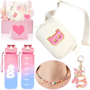 Personalized Fanny Pack for Girls, Gift Sets for Teen Girls, Birthday Gifts for 4 5 6 7 8 9 10 11 12 13 Year Old Girl, Initial Crossbody Bag Belt Bag for Girl Kids (B)