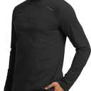 GEMYSE Men's Quarter Zip Pullover Long Sleeve Running Shirt 1/4 Zip Quick Dry Athletic Workout Shirts (Black, XXL)
