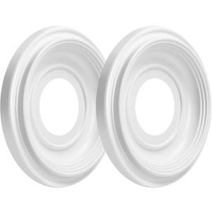 Art3d Non-Phthalate PVC Ceiling Medallion, Ceiling Light Cover Plate, Hole Cover for Light and Ceiling Fans, Fits Canopies up to 7.25", Ideal for Living Room, Bedroom, Renovation, 2 Pcs Set (White)