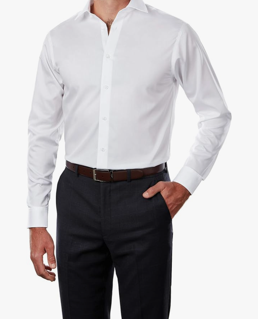 Calvin Klein Men's Regular Fit Non Iron Herringbone Solid M