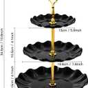 Soleebee 3-Tier Cupcake Stand, Wavy Plastic Tiered Serving Tray, Cup Cake Tower for Birthday Wedding Party Decoration, Cupcake Tier Stand Fruits Desserts Display (Black)