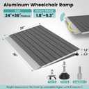 Threshold Ramps for Wheelchairs, Adjustable Height 1.8"-5.3" and 24"x36" Platform Aluminum Wheelchair Ramp, Door Threshold Ramps with a Non-Slip Thick Door Mat for Scooters, Power Chairs, Cart