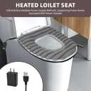 Heated Toilet Seat Cover,USB Powered Toilet Seat Warmer with Charger,5-Speed Adjustable Temperature and Timing Function,Levels Toilet Seat Cover with Soft Plush Fabric,Easy To Clean (Gray)
