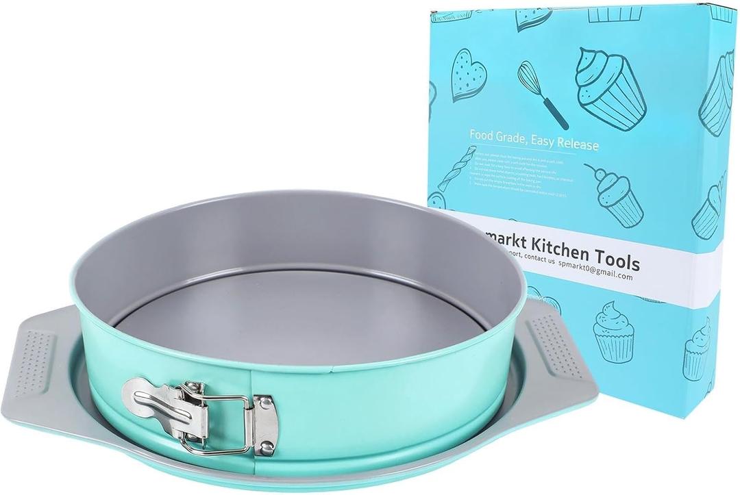 10 Inch Springform Pan with Removable Tray & Extended Handles, Leakproof Cheesecake Pan, PFOA-Free Nonstick Aluminized Steel, Secure Latch Baking Pan for Cheesecake, Mousse Cake, Torte, Bread