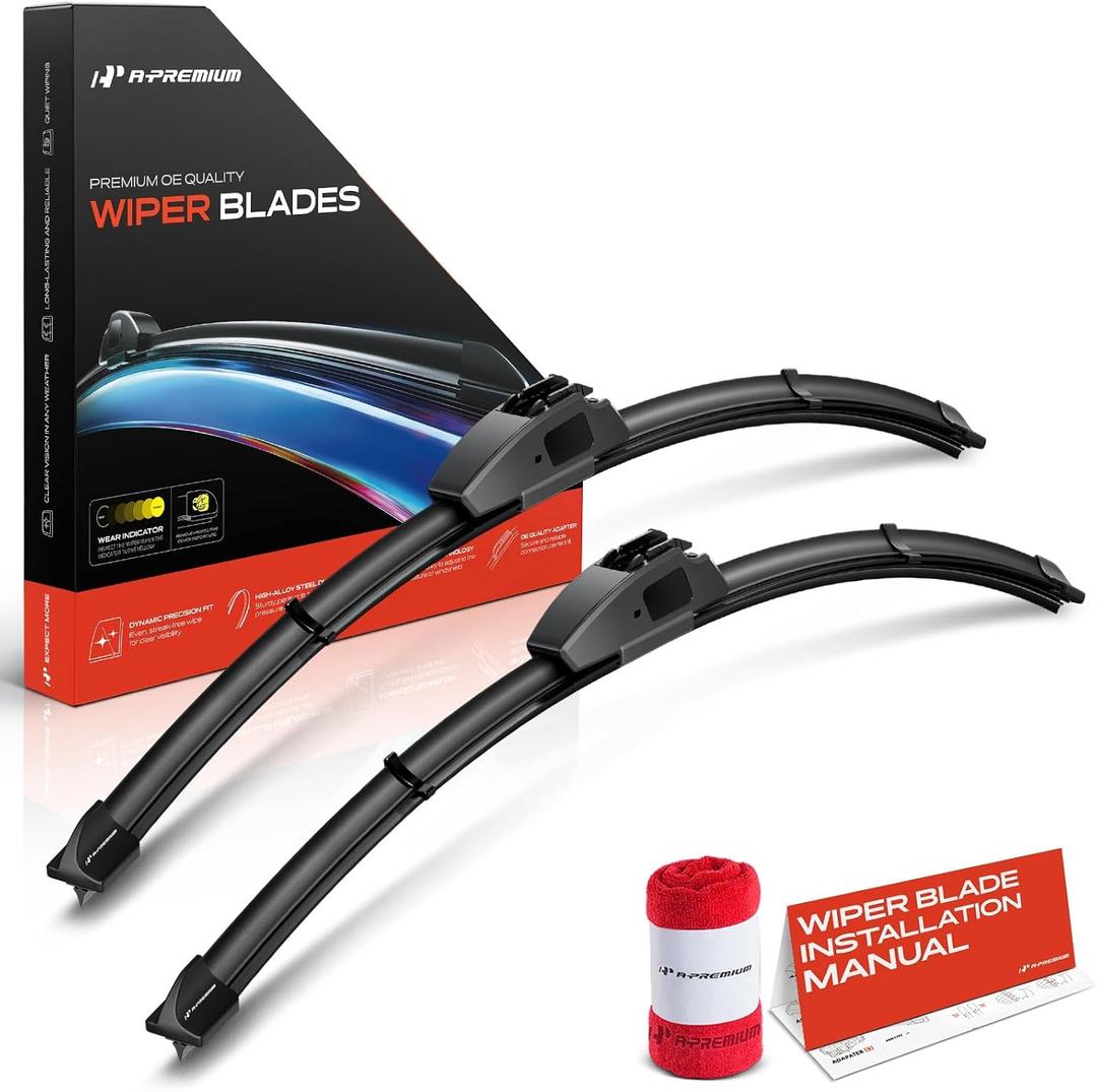 A-Premium 24" and 20" Windshield Wiper Blades Compatible with Ford Taurus, Freestar, Windstar & Mercury Monterey, Sable & Lincoln Continental - Hook Arm Connector (Pack of 2)