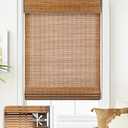 LazBlinds No Tools No Drill Cordless Bamboo Roman Shades, Light Filtering Window Treatment, Roll Up Bamboo Blinds for Window 25'' W x 64'' H, Ceylon Light Russet