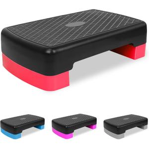 18'' Adjustable Aerobic Step Platform, Adjustable Fitness 4-6in Exercise Stepper Workout with 2 Risers, Aerobics Stepper Workout Stepper for Home Gym Cardio Strength & Training