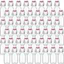 EBOOT Flip Top Glass Bottles with Caps Beer Bottles Clear Swing Top Glass Bottles Vinegar Kombucha Bottles with Stoppers Airtight Lids for Wedding Themed Baby Shower Christmas Gifts (48 Pcs,4 oz)
