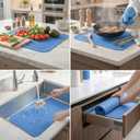 MicoYang Silicone Dish Drying Mat for Multiple Usage,Easy clean,Eco-friendly,Heat-resistant Silicone Mat for Kitchen Counter or Sink,Refrigerator or Drawer Liner Lichen BlueL 2XL 24 inches x 18 inches