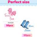 100pcs Gender Reveal Stickers, 2in Round Cute Team Bows Team Boots Gender Reveal Stickers Pink Bows Blue Boots Decals for Boy Girl Baby Party Supplies Decoration