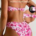 Women's Two Piece Strapless Tube Top Mid Waist Bottom Bikini Set Sexy Bathing Swimsuits (S)