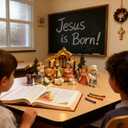 Nativity Set for Kids with LED Lights - 12 Pieces Toddler Toys with Little Figures & Playsets - Christian Nativity Scene for Boys and Girls Ages 3+ Years - Indoor Christmas Decorations