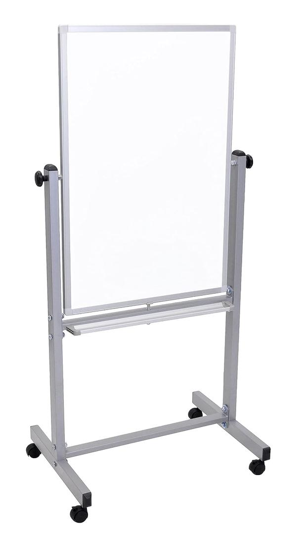 Luxor Mobile Dry Erase Double-Sided Magnetic Whiteboard with Aluminum Frame and Stand - 24"W x 36"H