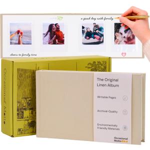 The Original 48 Pockets Classic Linen Hardcover Photo Album, Wedding Guest Book With Writing Space For Instax Square Film, SQ1, SQ6, SQ40 Cameras & Square Link Printer (Beige Cream, For Instax Square)
