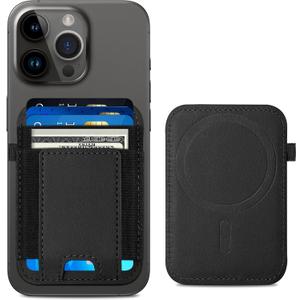 ExtreLife For Magsafe Wallet, Strongest Magnetic Wallet for iPhone 17/16/15/14/13/12 Series, for Magsafe Card Holder with 2 Card Slots, RFID Blocking, Vegan Leather, Hold 7 Cards, Slim, Black