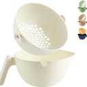 Chef's Path 2 in 1 Kitchen Strainer and Colander for Kitchen, Multifunctional Food Strainer Set, BPA Free Plastic Colander with Handle, Pasta Drainer, Veggie and Fruit Cleaner - White